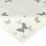 Mitteldecke ca. 85x85 cm cremeweiß Tischdecke mit Schmetterling Applikation und Stickerei grau