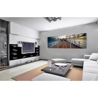 Bild 3er Set Wandbild Steg Meerblick entspannt Fotodruck Holzfaserplatte
