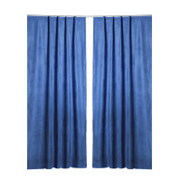 2er Set Thermovorhang mit Kräuselband Vorhang blickdicht 360g/m²  Gardine 140x245 blau