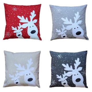 Kissenbezug 40x40 Weihnachten Stickerei Kissenhülle Lustiger Elch