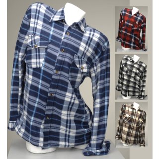 Freizeit Fleecehemd karo Holzf&auml;llerhemd Alaska Fleece Hemd mit Kn&ouml;pfen