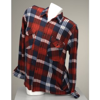 Freizeit Fleecehemd karo Holzfällerhemd Alaska Fleece Hemd mit Knöpfen M rot marine