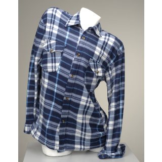 Freizeit Fleecehemd karo Holzf&auml;llerhemd Alaska Fleece Hemd mit Kn&ouml;pfen L blau dunkelblau