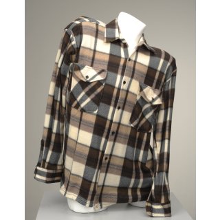 Freizeit Fleecehemd karo Holzf&auml;llerhemd Alaska Fleece Hemd mit Kn&ouml;pfen L braun blaugrau