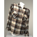 Freizeit Fleecehemd karo Holzf&auml;llerhemd Alaska Fleece Hemd mit Kn&ouml;pfen L braun blaugrau