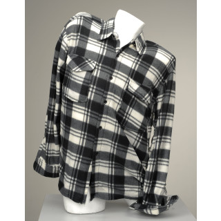 Freizeit Fleecehemd karo Holzfällerhemd Alaska Fleece Hemd mit Knöpfen XL anthrazit schwarz