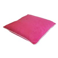 Kissenh&uuml;lle 40x40 cm pink Kissenbezug mit farbigen Rand in wei&szlig; Wildleder Optik