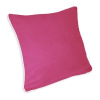 Kissenbezug 50x50 cm pink mit farbigen Rand in wei&szlig; Wildleder Optik Kissenh&uuml;lle