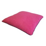 Kissenbezug 50x50 cm pink mit farbigen Rand in lila Wildleder Optik Kissenh&uuml;lle