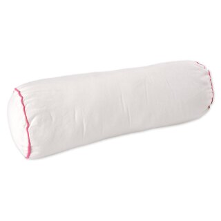 Nackenrolle weiß mit pinker Paspel 15x50 cm Nackenstütze Kissen Kopfkissen Rolle