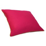 Kissenbezug Lilly Leinenoptik mit Paspel 50x50 neon pink / Paspel limetten grün