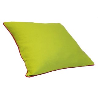 Kissenbezug Lilly Leinenoptik mit Paspel 40x40 limetten grün / Paspel neon pink
