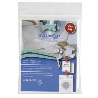 Wäschenetz 2er Set 28x34 mit Reissverschluss Wäscheschoner Waschtasche Laundry Mesh weiß
