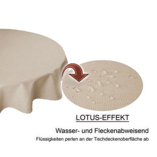 Tischdecke rund 160 cm Ø beschichtet Leinenoptik wasserabweisend Lotu