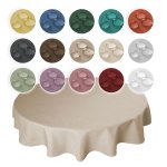 Tischdecke silber rund 160 cm &Oslash; beschichtet Leinenoptik wasserabweisend Lotuseffekt