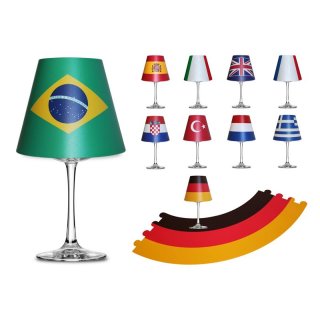 Lampenschirm Weinglas Motiv Länder Flaggen Lampe Teelicht Tischdekoration