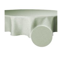 Tischdecke gr&uuml;n hell rund 160 cm &Oslash; beschichtet Leinenoptik wasserabweisend Lotuseffekt
