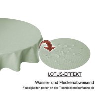 Tischdecke gr&uuml;n hell rund 160 cm &Oslash; beschichtet Leinenoptik wasserabweisend Lotuseffekt