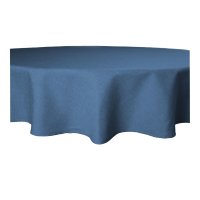 Tischdecke blau rund 160 cm Ø beschichtet Leinenoptik...