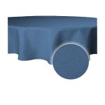 Tischdecke blau rund 160 cm &Oslash; beschichtet Leinenoptik wasserabweisend Lotuseffekt