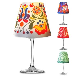 Lampenschirm Retro Design f&uuml;r Weinglas Deko Glas Teelicht Tischdekoration