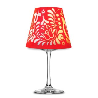Lampenschirm Rot Retro Design f&uuml;r Weinglas Deko Glas Teelicht Tischdekoration