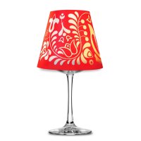 Lampenschirm Rot Retro Design f&uuml;r Weinglas Deko Glas...