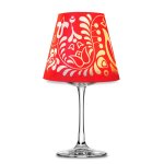 Lampenschirm Rot Retro Design f&uuml;r Weinglas Deko Glas Teelicht Tischdekoration