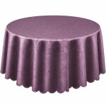 Tischdecke lila rund 160 cm Ø  damast Ornamente bügelfrei fleckenabweisend