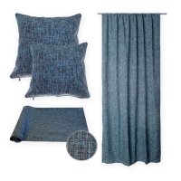 Kissenh&uuml;lle 50x50 cm blau grau Strukturgewebe Multicolor Kissenbezug  Deko Kissen