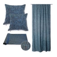 Kissenhülle 50x50 cm blau grau Strukturgewebe Multicolor Kissenbezug  Deko Kissen