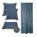 Kissenhülle 50x50 cm blau grau Strukturgewebe Multicolor Kissenbezug  Deko Kissen