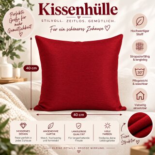 Kissenbezug Canada 40x40 cm weinrot hell elegant meliert Deko Kissen , 4,95 €