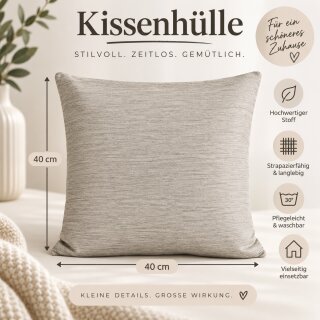 Kissenbezug Canada 50x50 cm elfenbein beige elegant meliert Deko Kiss, 5,95 €