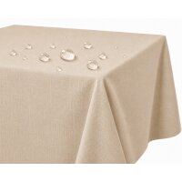 Tischdecke Leinenoptik 90x90 cm eckig beschichtet wasserabweisend Lotuseffekt schmutzabweisend ecru