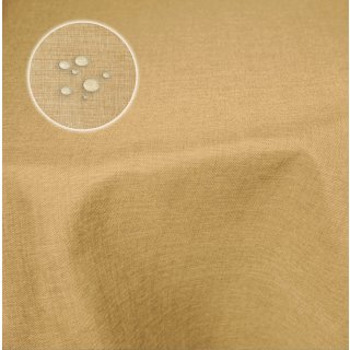 Tischdecke beige sand rund 160 cm &Oslash; beschichtet Leinenoptik wasserabweisend Lotuseffekt