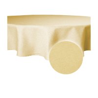 Tischdecke gelb rund 160 cm &Oslash; beschichtet Leinenoptik wasserabweisend Lotuseffekt