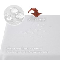 Tischdecke fleckenabweisend Weiß 130x130 cm quadratisch Leinenoptik Lotuseffekt beschichtet abwaschbar