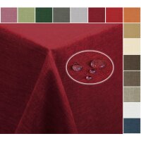 Tischdecke fleckenabweisend Sand Beige 130x130 cm quadratisch Leinenoptik Lotuseffekt beschichtet abwaschbar