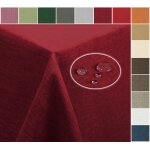Tischdecke fleckenabweisend Sand Beige 130x130 cm quadratisch Leinenoptik Lotuseffekt beschichtet abwaschbar