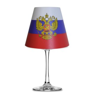 Deko Lampenschirm Doppelkopf Adler Russland Flagge f&uuml;r Glas Weinglas Teelicht