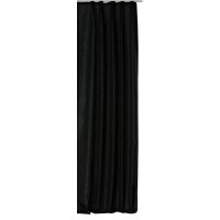 Vorhang schwarz Kr&auml;uselband halbtransparent Wildseiden Optik 140x245 cm