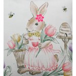 Kissenbezug 40x40 ostern Mädchen rosa Kissenhülle weiß Osterhase Leinenoptik