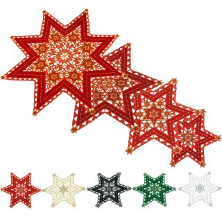 Sterne Weihnachten Deckchen Advent bestickt Untersetzer Mitteldecke rund
