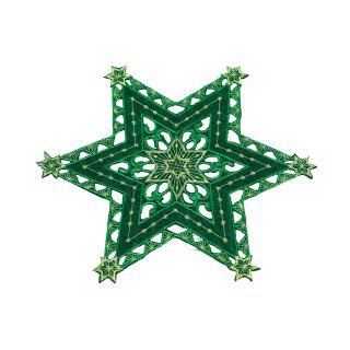 Sterne Weihnachten Deckchen Advent 30 cm grün gold bestickt Untersetzer Mitteldecke
