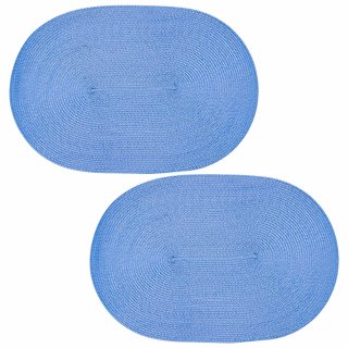 Platzset 2er Set Bleu oval ca. 45x30 cm Platzdeckchen Tischset geflochtene Optik