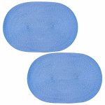 Platzset 2er Set Bleu oval ca. 45x30 cm Platzdeckchen Tischset geflochtene Optik