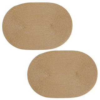 Platzset 2er Set Caramel oval ca. 45x30 cm Platzdeckchen Tischset geflochtene Optik
