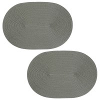 Platzset 2er Set Grau oval ca. 45x30 cm Platzdeckchen...