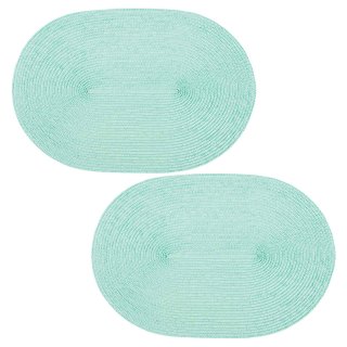 Platzset 2er Set Mitgrün oval ca. 45x30 cm Platzdeckchen Tischset geflochtene Optik